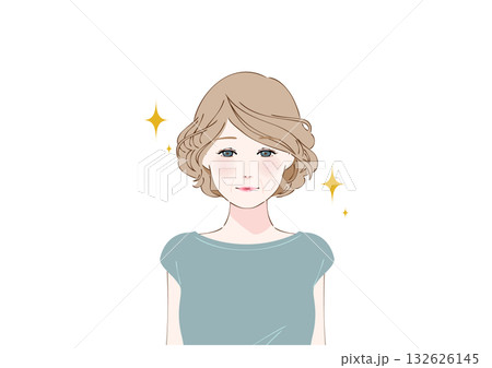 姿勢の良い中高年女性上半身ミント 132626145