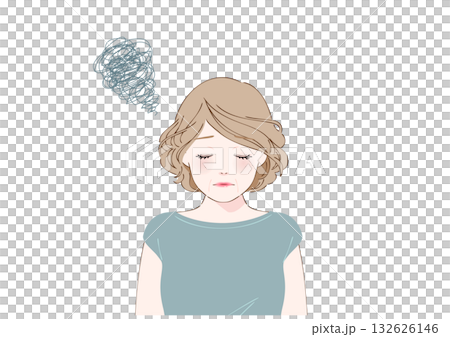 落ち込み悩む中高年女性上半身ミント 132626146