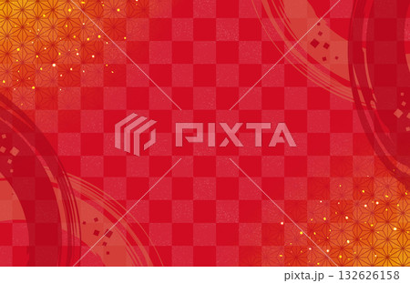 和柄 市松模様と麻の葉 和柄 市松模様と麻の葉 132626158