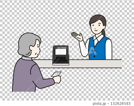 マイナンバーカード受付を案内する事務員 132626583