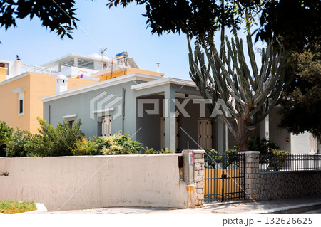Facade of house building in city of Rhodes, Greece. High quality photo Facade of house building in city of Rhodes, Greece. High quality photo 132626625