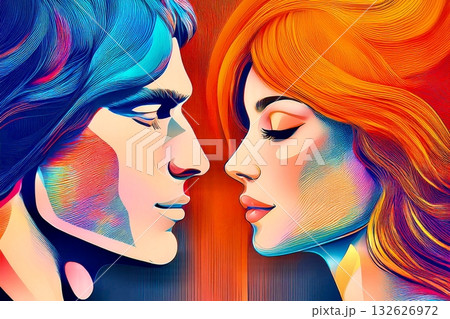 向かい合う男女 132626972