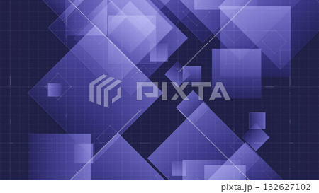 Futuristic 3D abstract render showing translucent rectangles on grid 132627102