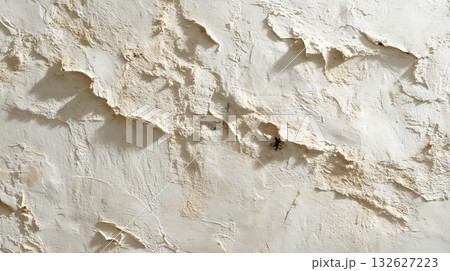 テクスチャー豊かな白い壁のクローズアップ写真 132627223