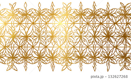 金色の花柄模様のインテリアデザイン素材 132627268