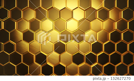 金色の蜂の巣模様の背景テクスチャ 金色の蜂の巣模様の背景テクスチャ 132627270