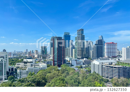 Aerial view of skyline Bangkok city, Thailand with blue sky 132627350