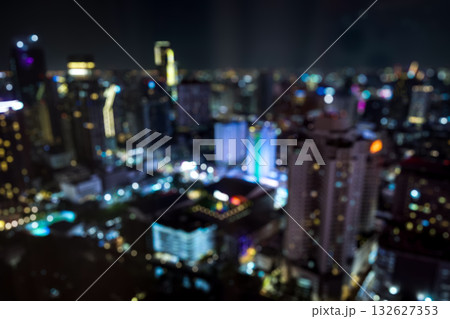 Abstract blur cityscape skyline building night light bokeh background 132627353