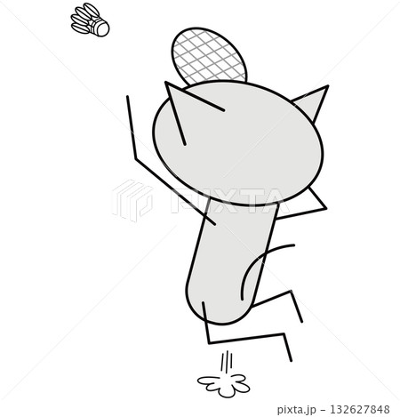 バドミントン！スマッシュする猫 132627848