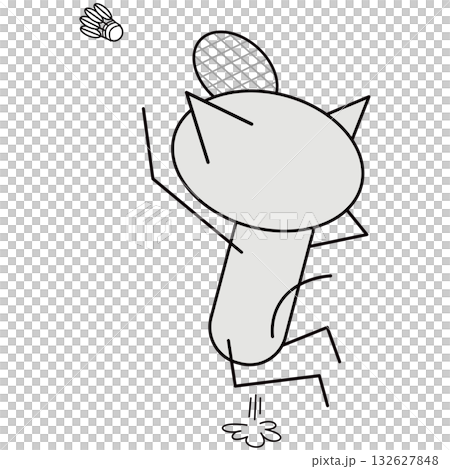 バドミントン！スマッシュする猫 132627848