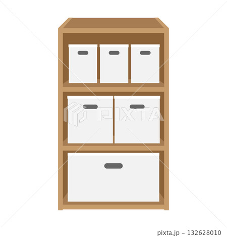 シンプルな三段の収納ボックスのイラスト 132628010