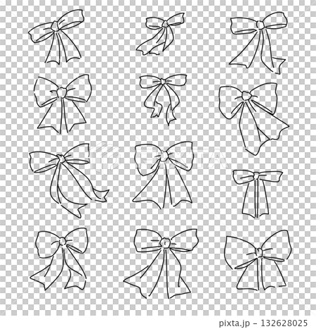 Hand-drawn ribbon illustration set Hand-drawn ribbon illustration set 132628025