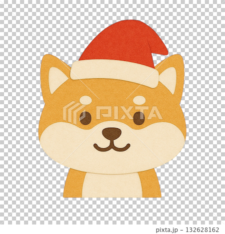 [聖誕節]戴著聖誕帽的柴犬插圖 132628162