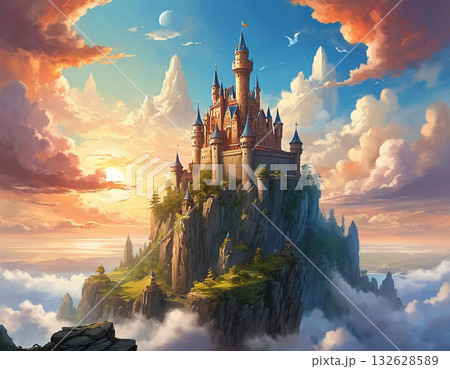 夕日の天空の城 132628589