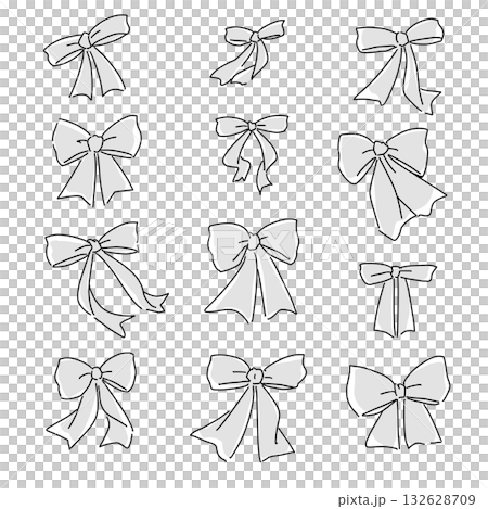 Cute ribbon illustration material gray Cute ribbon illustration material gray 132628709