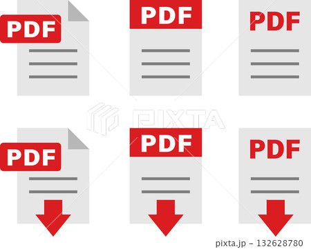 PDFアイコン素材イラストカラー 132628780