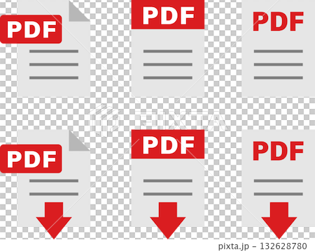 PDFアイコン素材イラストカラー 132628780