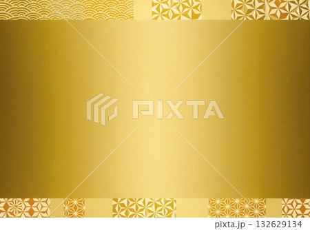 ステンレスヘアラインゴールドと幾何学的模様 132629134