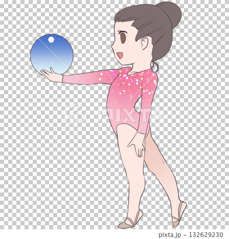 A young female rhythmic gymnast. A female rhythmic gymnast performing with a ball. Simple and cute clip art A young female rhythmic gymnast. A female rhythmic gymnast performing with a ball. Simple and cute clip art 132629230