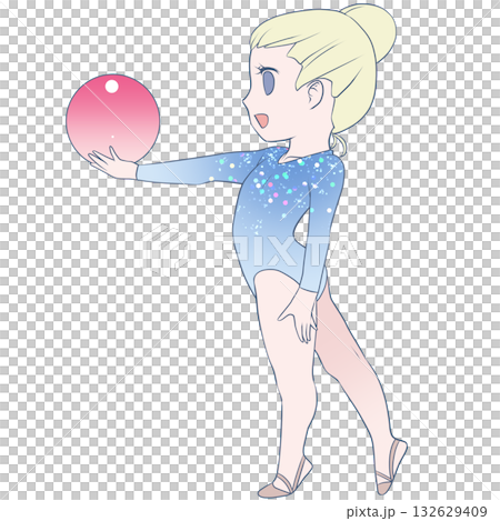 A young female rhythmic gymnast. A female rhythmic gymnast performing with a ball. Simple and cute clip art A young female rhythmic gymnast. A female rhythmic gymnast performing with a ball. Simple and cute clip art 132629409