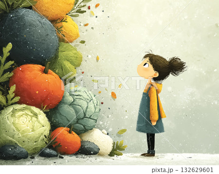 美優シリーズ:秋の食中毒予防のイラスト素材 新鮮な野菜 絵本調 美優シリーズ:秋の食中毒予防のイラスト素材 新鮮な野菜 絵本調 132629601