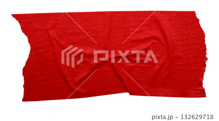 red crumpled torn tape isolated on transparent background. 132629718