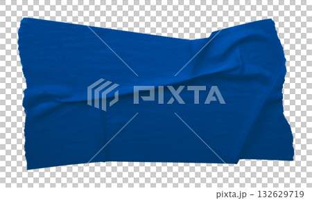 blue crumpled torn tape isolated on transparent background. 132629719