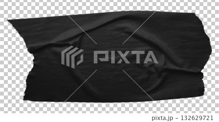black crumpled torn tape isolated on transparent background. 132629721