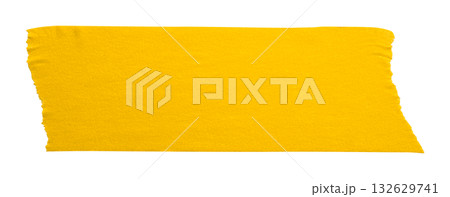 yellow crumpled torn tape isolated on transparent background. 132629741
