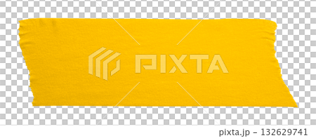 yellow crumpled torn tape isolated on transparent background. 132629741