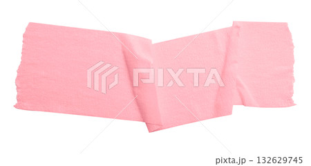 pink crumpled torn tape isolated on transparent background. pink crumpled torn tape isolated on transparent background. 132629745