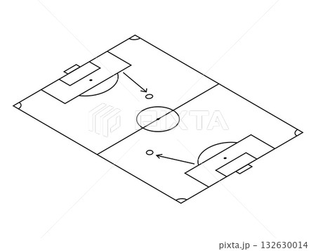 Soccer pitch football field ground vector illustration. 132630014