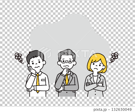 Thinking with a troubled expression, elderly manager and young male and female employees upper body vector illustration material set Thinking with a troubled expression, elderly manager and young male and female employees upper body vector illustration material set 132630049