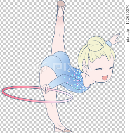 A young female rhythmic gymnast. A female rhythmic gymnast performing a hoop routine. Simple and cute clip art A young female rhythmic gymnast. A female rhythmic gymnast performing a hoop routine. Simple and cute clip art 132630076