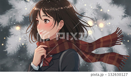 女子学生のクリスマスイラスト 132630127