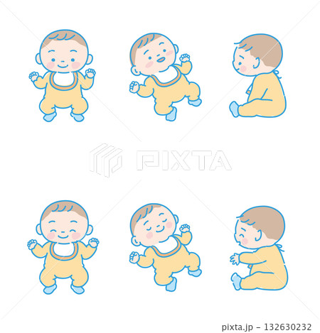 ロンパース着衣の赤ちゃんポーズ_babypose_2 132630232