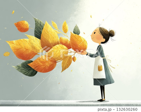 美優シリーズ：秋の食中毒予防　秋の料理のイラスト素材　絵本調 132630260