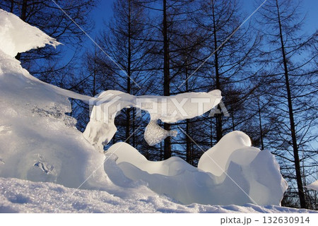 寒冷地で自然の氷の形成物11 132630914