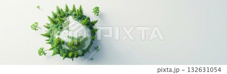 Aerial view of green trees and white sand beach Aerial view of green trees and white sand beach 132631054