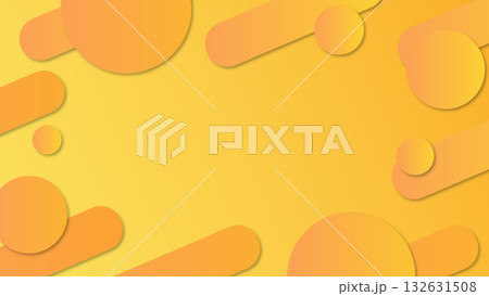 オレンジグラデーションの丸と楕円のフレーム背景 132631508