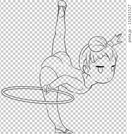 A young female rhythmic gymnast. A female rhythmic gymnast performing a hoop routine. Simple and cute clip art/line drawing A young female rhythmic gymnast. A female rhythmic gymnast performing a hoop routine. Simple and cute clip art/line drawing 132631527