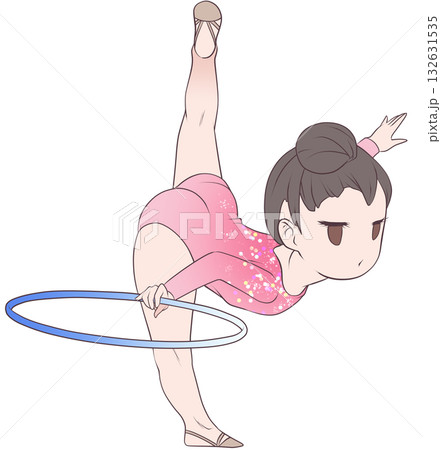 新体操をする若い女性選手。フープの演技をする女子新体操選手。シンプルで可愛いクリップアート 新体操をする若い女性選手。フープの演技をする女子新体操選手。シンプルで可愛いクリップアート 132631535