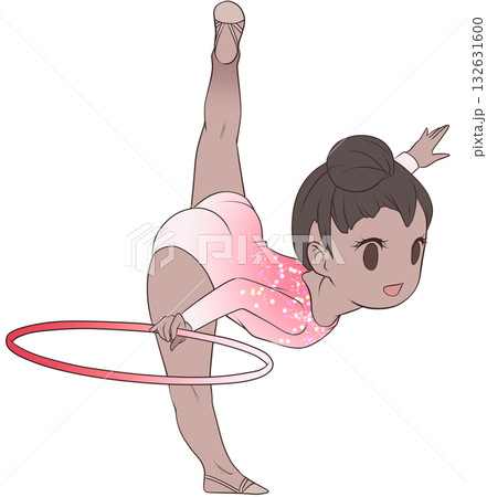 新体操をする若い女性選手。フープの演技をする女子新体操選手。シンプルで可愛いクリップアート 新体操をする若い女性選手。フープの演技をする女子新体操選手。シンプルで可愛いクリップアート 132631600