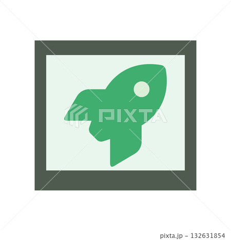 フラットデザインのシンプルな緑色ロケットアイコン フラットデザインのシンプルな緑色ロケットアイコン 132631854