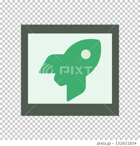 フラットデザインのシンプルな緑色ロケットアイコン フラットデザインのシンプルな緑色ロケットアイコン 132631854