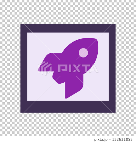 Simple purple rocket icon in flat design 132631855