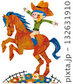 年賀午年イラストカウボーイと馬 132631910