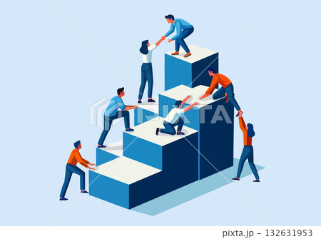 Team Helping Each Other Climb Success Steps Team Helping Each Other Climb Success Steps 132631953