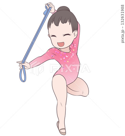 新体操をする若い女性選手。ロープの演技をする女子新体操選手。シンプルで可愛いクリップアート 新体操をする若い女性選手。ロープの演技をする女子新体操選手。シンプルで可愛いクリップアート 132631988