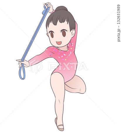 新体操をする若い女性選手。ロープの演技をする女子新体操選手。シンプルで可愛いクリップアート 新体操をする若い女性選手。ロープの演技をする女子新体操選手。シンプルで可愛いクリップアート 132631989